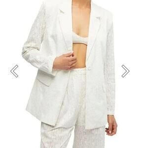 We Wore What 100% Cotton White Eyelet Blazer New Size Medium